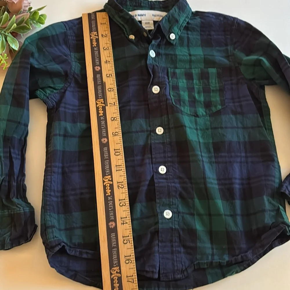 Green Plaid Poplin Shirt For Boys XS BLUE GREEN PLAID Christmas Shirt